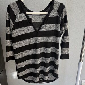Striped Black and Gray Women's Top